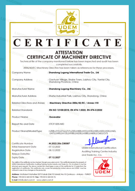 Excavators CE certification