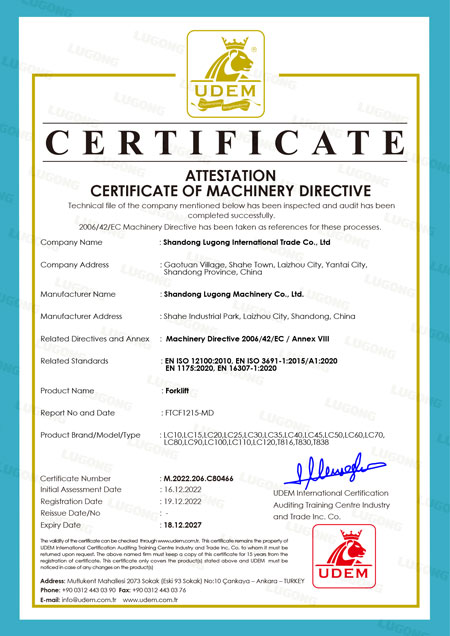 Forklifts CE certification